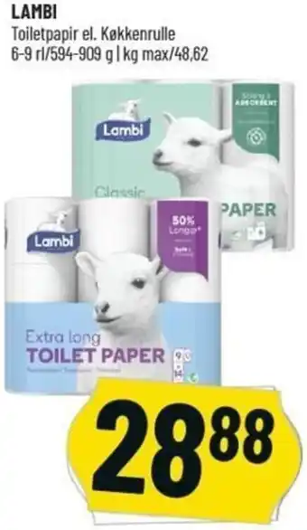 Løvbjerg Lambi Toiletpapir El. Køkkenrulle 6-9 Rl. tilbud