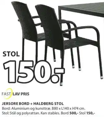 JYSK Jersore Bord + Haldberg Stol tilbud