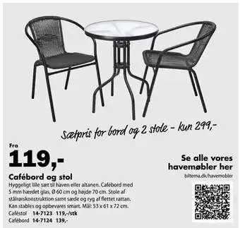 Biltema Cafébord og stol tilbud