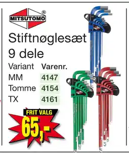 Harald Nyborg Stiftnøglesæt 9 dele tilbud