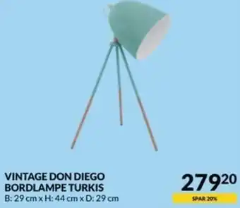 Vintage Don Diego Bordlampe Turkis
