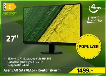 LabTech Data Acer SAO SA270Abi - Kontor skærm tilbud