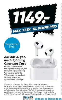 Bilka AirPods 3. gen. med Lightning Charging Case tilbud