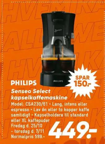 Bilka Senseo Select kapselkaffemaskine tilbud