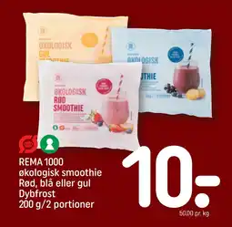 REMA 1000 REMA 1000 økologisk smoothie Rød, blå eller gul Dybfrost 200 g/2 portioner tilbud