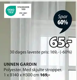 JYSK UNNEN GARDIN tilbud
