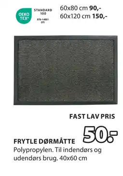JYSK FRYTLE DØRMÅTTE tilbud