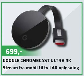 Google chromecast ultra 4k stream fra mobil til tv i 4k opløsning