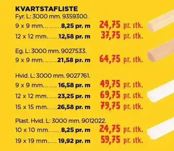 jem & fix Kvartstafliste tilbud