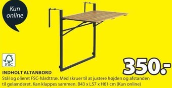 JYSK Indholt Altanbord tilbud