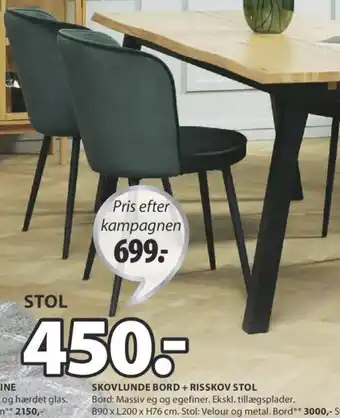 JYSK Skovunde Bord + Risskov Stol tilbud