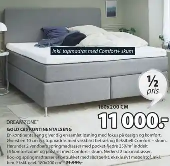 JYSK Dreamzone Gold C65 Kontinentalseng tilbud