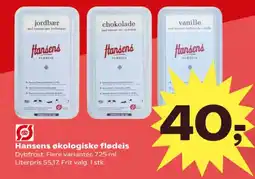 Kvickly Hansens økologiske flødeis tilbud