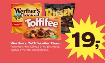 Kvickly Werthers, Toffifee eller Riesen tilbud