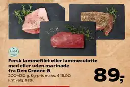 Kvickly Fersk lammefilet eller lammeculotte med eller uden marinade fra Den Grønne Ø tilbud