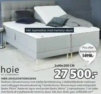 JYSK Høie 250 Elevationsseng tilbud