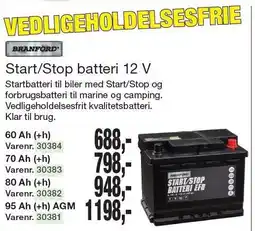 Harald Nyborg BRANFORD Start/Stop batteri 12 V tilbud