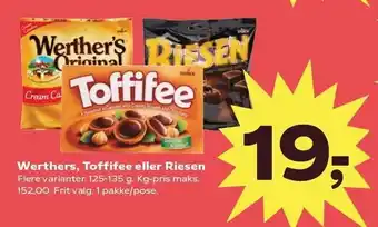 SuperBrugsen Werthers, Toffifee eller Riesen tilbud