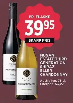 MENY NUGAN ESTATE THIRD GENERATION SHIRAZ ELLER CHARDONNAY tilbud