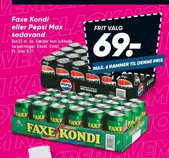 Bilka Faxe Kondi eller Pepsi Max sodavand tilbud