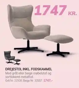 Daells Bolighus DREJESTOL INKL. FODSKAMMEL tilbud