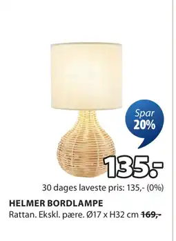 JYSK HELMER BORDLAMPE tilbud