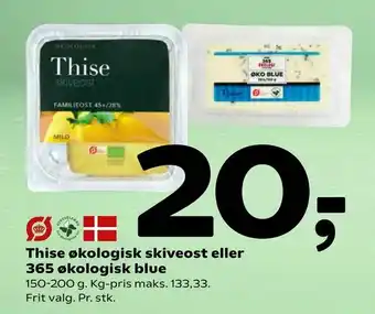 Coop 365 Thise økologisk skiveost eller 365 økologisk blue tilbud