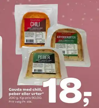 Gouda med chili, peber eller urter