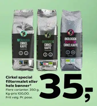 Coop 365 Cirkel special filtermalet eller hele bønner tilbud