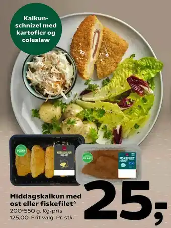 Coop 365 Middagskalkun med ost eller fiskefilet tilbud
