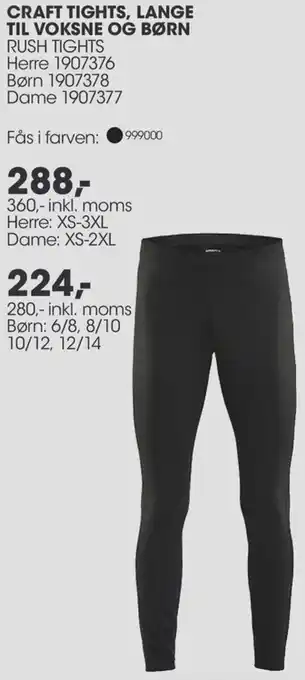 Sportigan Craft Tights, Lange Til Voksne Og Børn 280 Inkl.Moms tilbud