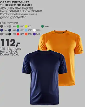 Craft Løbe T-Shirt Til Herrer Og Damer 140 Inkl.Moms