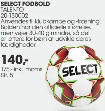 Sportigan Select Fodbold Talento 20-130002 tilbud