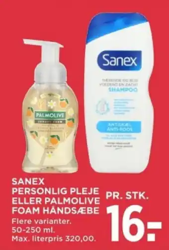 MENY SANEX Personlig pleje eller palmolive foam håndsæbe tilbud