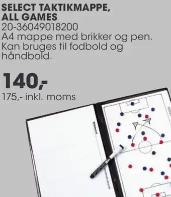 Sportigan Select Taktikmappe, All Games 175 Inkl.Moms tilbud
