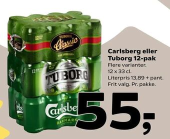 Coop 365 Carlsberg eller Tuborg 12-pak tilbud