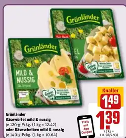 REWE DE GRÜNlÄNDER Käsewürfel mild & nussig tilbud
