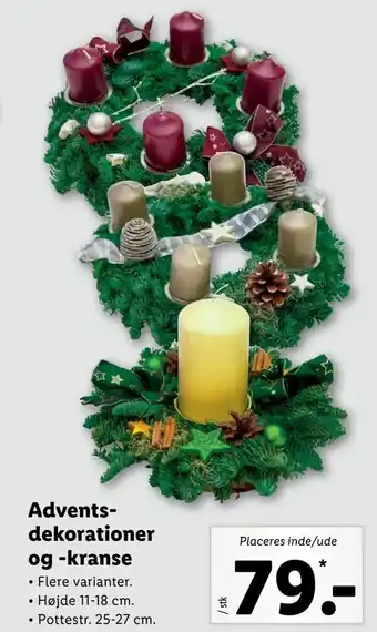 Adventsdekorationer og -kranse