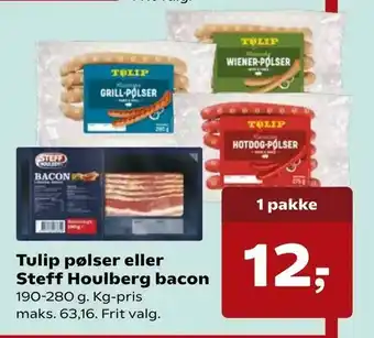 Dagli'Brugsen Tulip pølser eller Steff Houlberg bacon tilbud
