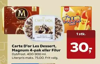 Dagli'Brugsen Carte D'or Les Dessert, Magnum 4-pak eller Filur tilbud