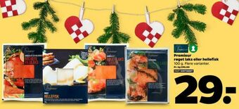 Netto Premieur røget laks eller hellefisk tilbud