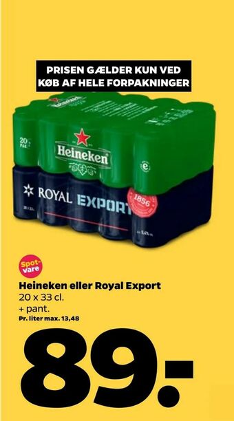 Netto Heineken eller Royal Export tilbud