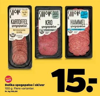 Netto Delika spegepølse i skiver tilbud