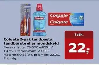 SuperBrugsen Colgate 2-pak tandpasta, tandbørste eller mundskyld tilbud