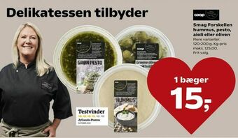 SuperBrugsen Smag Forskellen hummus, pesto, aioli eller oliven tilbud