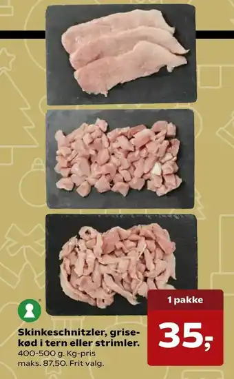 SuperBrugsen Skinkeschnitzler, grisekød i tern eller strimler tilbud
