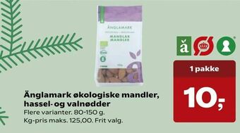 SuperBrugsen Änglamark økologiske mandler, hassel - og valnødder tilbud