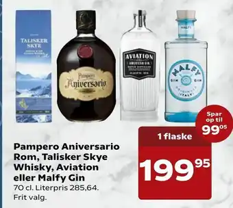 Pampero Aniversario Rom, Talisker Skye Whisky, Aviation eller Malfy Gin