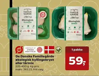 SuperBrugsen De Danske Familiegårde økologisk kyllingebryst eller lårmix tilbud