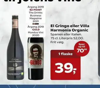 SuperBrugsen El Gringo eller Villa Harmonia Organic tilbud